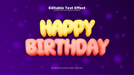 Wall Mural - Purple violet pink and yellow happy birthday 3d editable text effect - font style