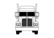Semi Truck. Vector Lorry. Freight transportation. Flat vector illustration. American truck. Semi Truck. Dump truck trailer cab. Front view.