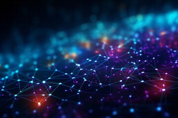 Abstract dark blue background. Network connection structure. Grid.