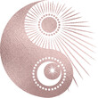 yin yang mit Mond Sonne in rosegold mit transparentem Hintergrund 