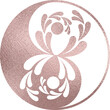 yin yang mit Pflanze in rosegold mit transparentem Hintergrund 