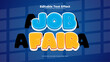Blue and yellow job fair 3d editable text effect - font style