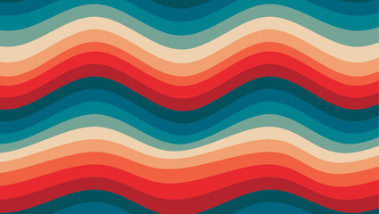 Aufkleber - Abstract colorful background with psychedelic groovy waves. Hippie Aesthetic Rainbow in Retro style 70s, 90. Vector seamless pattern for textile, wrapping paper, banner, wallpaper