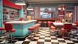 Revamp your kitchen with a retro diner theme, complete with checkered floors and vintage signage