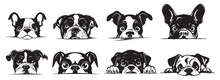 Dog Heads, Black And White Vector, Silhouette Shapes Illustration