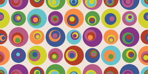 Poster - Colored circles with more circles inside them. Vector pattern of circles, with circles inside. Multi-colored interesting pattern of circles.