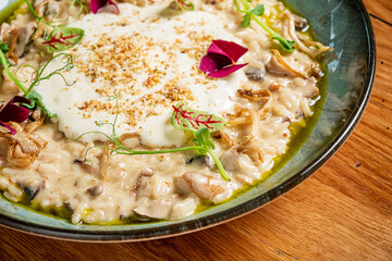 Wall Mural - italian risotto with mushrooms and herbs