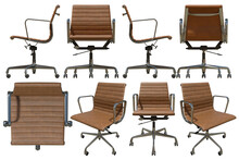 Set Of Office Chairs - Tan Leather