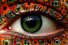 close up of a eye, dilated pupil, hallucinations