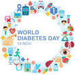 World Diabetes Day Circle With Flat Color Icons
