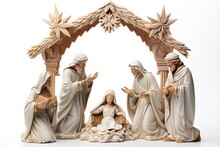 Wooden Nativity Scene: Jesus And Wise Men In Rustic Christmas Decor