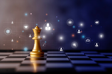 HR or Human resources. Chess pieces as an abstract employee and search for it. Business strategy competitive ideas concept.