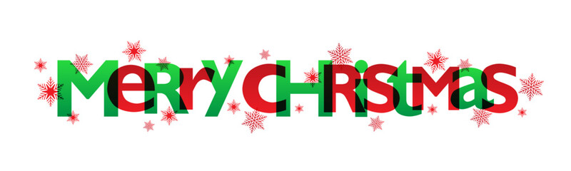 Wall Mural -  MERRY CHRISTMAS red and green vector typography banner