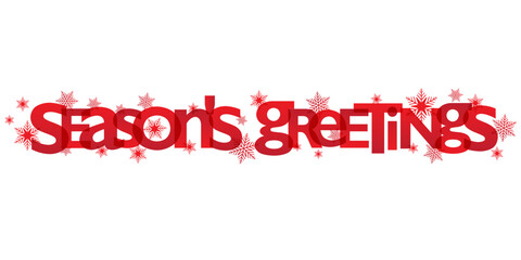 Wall Mural - SEASON'S GREETINGS red vector typography banner with snowflakes