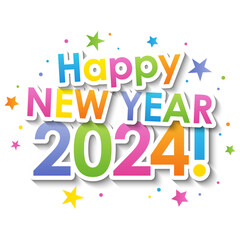 Wall Mural - HAPPY NEW YEAR 2024! colorful vector typography banner