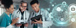 © Clement C/peopleimages.com - Doctors, nurses and tablet with healthcare success, applause and celebration of hospital results or solution. Happy medical team, mentor and students on digital technology for hospital news or goals
