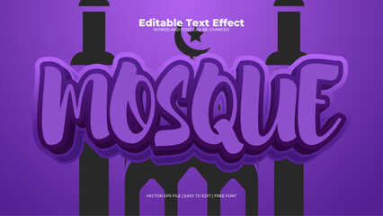 Wall Mural - Black and purple violet mosque 3d editable text effect - font style