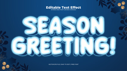 Wall Mural - Blue and white season greeting 3d editable text effect - font style