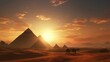 The Pyramids of Egypt on the Giza ultra realistic illustration - Generative AI.