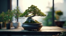 Japanese Bonsai Tree Style, Inspiration For Making Bonsai, Bonsai Tree Gardening Concept.