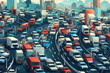Fototapeta Dziecięca - vector illustration of traffic jam