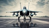 Fototapeta  - military fighter jet aircraft parked at airforce airport
