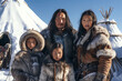 © chones - Portrait of a eskimo family. Generative AI
