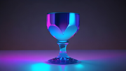 blue pink neon refracted beam goblet glass