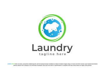 Wall Mural - logo circle laundry clothes swoosh sparkle bubble