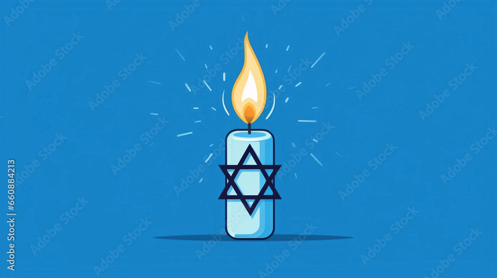 illustration, stockphoto, White candle with the david star, symbol of ...