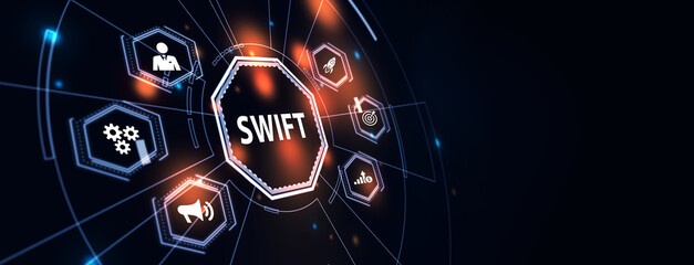 SWIFT. Society for Worldwide Interbank Financial Telecommunications. Financial Banking regulation concept.