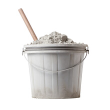 Bucket Of Cement With A Shovel In It, Png File Of Isolated Cutout Object On Transparent Background