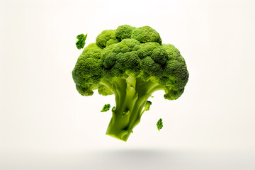 Wall Mural - Green broccoli on a white background.