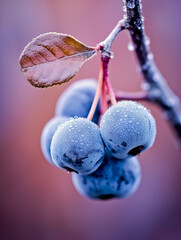 Wall Mural - Macro shot of blueberry on a tree. Close-up.