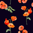 © Elena - Watercolor seamless pattern with hand drawn summer bright red poppy flowers. Isolated on color background. Design for invitations, wedding, love or greeting cards, paper, print, textile