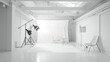 © Hdi - Scandinavian style photography studio interior with white walls