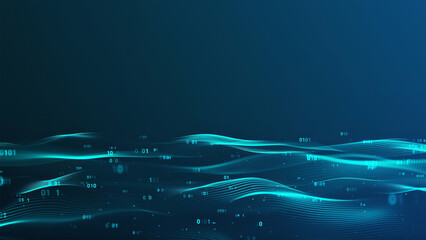 Wall Mural - digital numbers wave abstract background