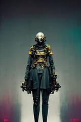 full body on podium wearing design concept baroque cyberpunk hyper detailed ar 23 