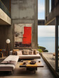 Modernism - A Living Room With A Large Painting Over The Water