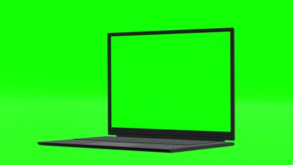 Wall Mural - laptop computer notebook open and show blank green screen display, application website promotion pre