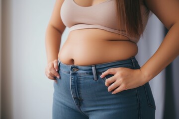 Photo of Woman checking her old pants after losing weight