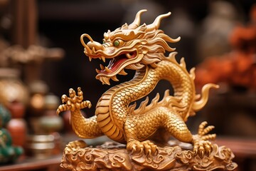 Chinese dragon sculpture, golden dragon. chinese zodiac