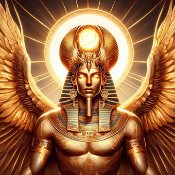 egyptian god of sun Amun ra illustration background