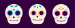 Vector Dia de los muertos set. Collection of different mexican traditional sugar skulls. The day of the dead.