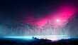 cyberpunk field magenta and blue soft lighting reflections dusk texture of ice 3d rendering futuristic warmth cool 