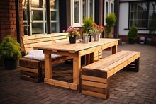 DIY Benches And A Table Made Of Euro Pallets