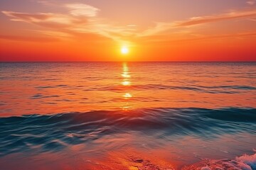 Poster - Beautiful flaming sunset landscape on the black sea and orange sky