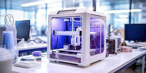 Aufkleber - 3D printer of plastic parts on the topic of technology and innovation