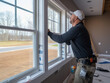 © Kedek Creative - Construction worker installing sliding window in new house