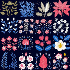 Wall Mural - Floral pattern collection concept.